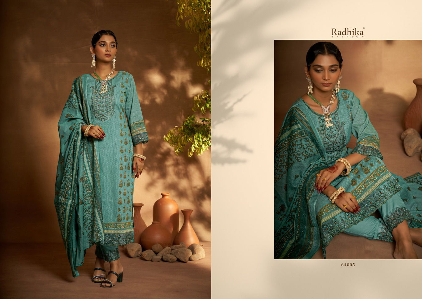Mehndi By Azara Radhika Pakistani Print Cambric Cotton Dress Material  Wholesale Price In Surat